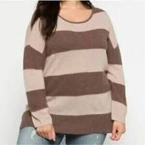 NWT Lusso The Label 100% Cashmere Striped Sweater Size 2X